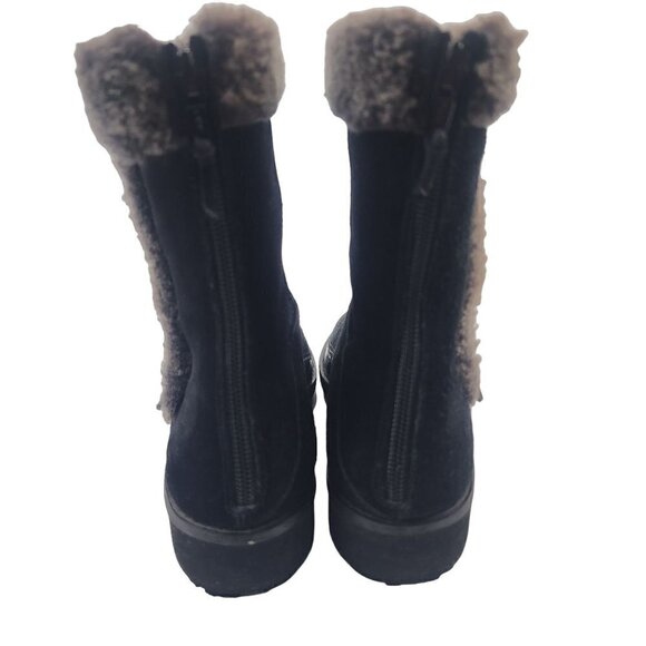 Stuart Weitzman Suede Leather Fur Lined Wedge Boots Black Women's 5 - Picture 5 of 12